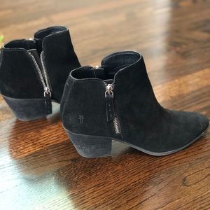 Frye Black Suede Ankle Boots